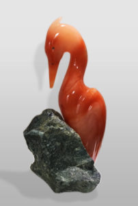 SOLD "Orange Heron," by Herb Latreille 24" (H) incl. base - Alabaster $4750