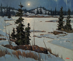 SOLD "Ingraham Trail Eve," by Graeme Shaw 20 x 24 - oil $1990 (artwork continues onto edges of canvas)