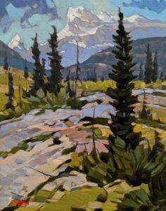 SOLD "Moose Pasture, Yoho," by Graeme Shaw 11 x 14 - oil $735 (artwork continues onto edges of cradled panel)