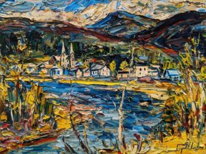 SOLD "Rivière du Gouffre (Été), Baie Saint-Paul," by Raynald Leclerc 18 x 24 - oil $2300 Unframed