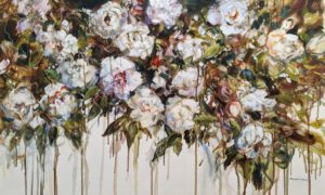 SOLD "Moonlight Roses," by Janice Robertson 24 x 40 - acrylic $3200 (thick canvas wrap)