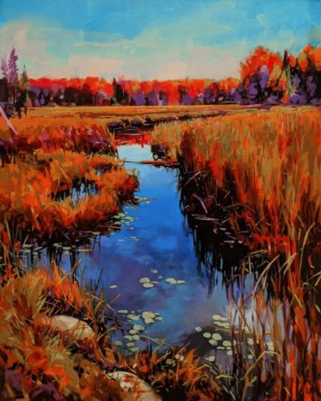 "Muskoka Water Garden, Haliburton, Ont." by Mike Svob 24 x 30 - acrylic $4560 Unframed
