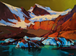 SOLD "Mystical Ice, Cariboo Mtns, B.C." by Mike Svob 12 x 16 - acrylic $1415 Unframed