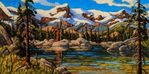 SOLD "Reflections, Cariboos," by Rod Charlesworth 18 x 36 - oil $2890 Unframed