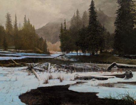 SOLD "Through the Mist," by Alan Wylie 49 x 63 - oil $20,400 Unframed