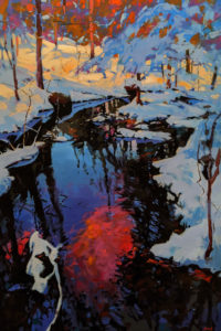 SOLD "A Winter Repose, New Hampshire, U.S.A." by Mike Svob 24 x 36 - acrylic $5145 Unframed