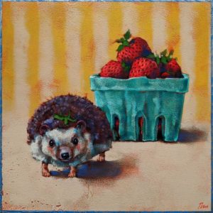 SOLD "Strawberry Shortcake," by Angie Rees 10 x 10 - acrylic $675 (unframed panel with 1 1/2" edges)