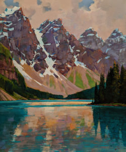 "The Approach of Summer, Moraine Lake," by Min Ma 30 x 36 - acrylic $5100 Unframed