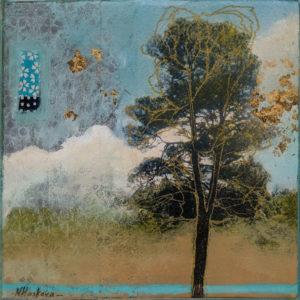 SOLD “Cotton Candy,” by Nikol Haskova 6 x 6 – mixed media, high-gloss finish $400 (unframed thick panel with raw wood edge)