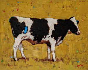 SOLD "Cow with Yellow," by Min Ma 8 x 10 - acrylic $845 Unframed