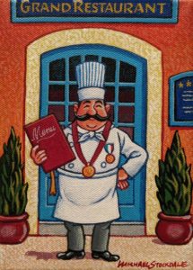 SOLD "The Culinary Guru," by Michael Stockdale 5 x 7 - acrylic $265 Unframed