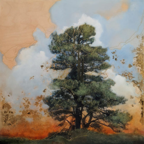 SOLD “Cumulus,” by Nikol Haskova 24 x 24 – mixed media, high-gloss finish $2200 (unframed panel with thick dark edges)