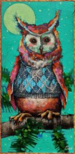 SOLD "A Little Argyle Style," by Angie Rees 6 x 12 - acrylic $450 (unframed panel with 1 1/2″ edges)
