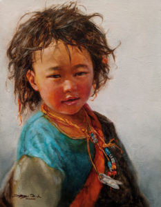 SOLD "Little Helper," by Donna Zhang 14 x 18 - oil $2190 Unframed