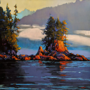 SOLD "Mist Rising, Barclay Sound, B.C.," by Mike Svob 24 x 24 - acrylic $3625 Unframed