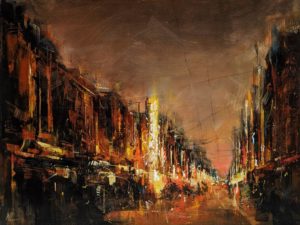 SOLD "Old Street," by William Liao 18 x 24 - acrylic $1650 Unframed