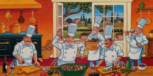 SOLD "Ratatouille!" by Michael Stockdale 12 x 24 - acrylic $910 Unframed