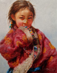 SOLD "Reticent," by Donna Zhang 14 x 18 - oil $2190 Unframed