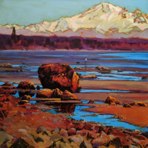SOLD "Semiahmoo Bay to Mt. Baker," by Mike Svob 30 x 30 - acrylic $5260 (thick canvas wrap)