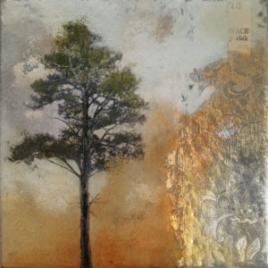 SOLD “Silver,” by Nikol Haskova 6 x 6 – mixed media, high-gloss finish $400 (unframed thick panel with raw wood edge)