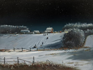 SOLD "They went to the neighbour's hill," by Peter Shostak 9 x 12 - oil $1400 Unframed