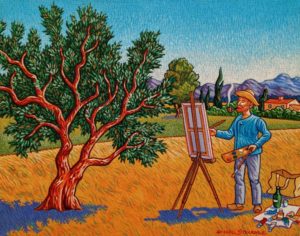 SOLD "Vincent and the Olive Tree," by Michael Stockdale 11 x 14 - acrylic $640 Unframed