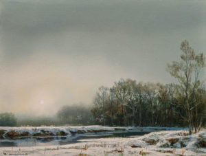 SOLD "Winter Ambience," by Renato Muccillo 6 x 8 (on 7 x 9 panel) - oil $2350 Custom framed