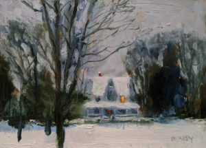 SOLD "Winter Dusk," by Paul Healey 5 x 7 - oil $275 Unframed