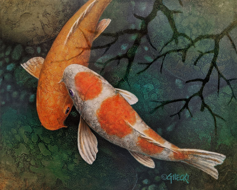 Terry Gilecki, artist, original koi fish paintings