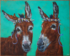SOLD "The Flower Girls," by Angie Rees 16 x 20 - acrylic $1475 (unframed panel with 1 1/2" edges)