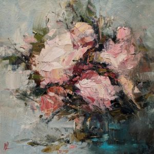 SOLD "Flush with Fragrance," by William Liao 12 x 12 - oil $635 (thick canvas wrap)
