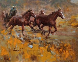 "The Running," by Clement Kwan 8 x 10 - oil $1300 Unframed