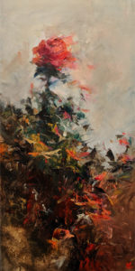 SOLD "Windswept Rose," by William Liao 12 x 24- oil $1150 Unframed