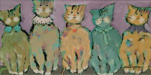 SOLD "The Charming Cats," by Claudette Castonguay 6 x 12 - acrylic $310 Unframed
