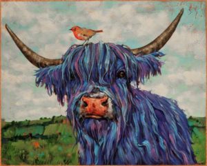SOLD "True Blue Friends," by Angie Rees 16 x 20 - acrylic $1475 (unframed panel with 1 1/2" edges)