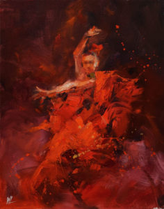 SOLD "Dancing with Life 2," by William Liao 11 x 14 - oil $950 Unframed