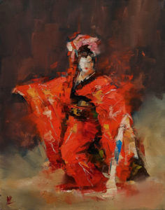 SOLD "Dancing with Life 5," by William Liao 11 x 14 - oil $950 Unframed