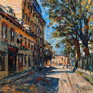 SOLD "Rue des Jardins, Vieux Québec," by Raynald Leclerc 24 x 24 - oil $2750 Unframed