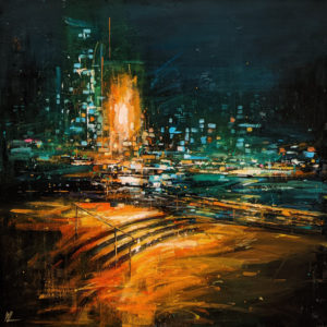 SOLD "False Creek at Night," by William Liao 24 x 24 - acrylic $2200 (thick canvas wrap)