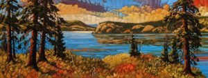 "Kalamalka, September," by Rod Charlesworth 18 x 48 - oil $4065 Unframed