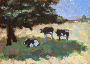 SOLD "Moon Cows," by Paul Healey 5 x 7 - acrylic $275 Unframed