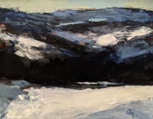 "Montagne en hiver," by Robert P. Roy (Mountain in Winter) 11 x 14 - acrylic $680 Unframed