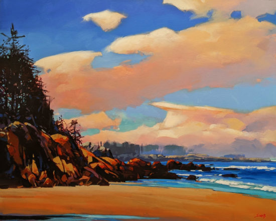 "Soft Sky (Raincoast Islands, B.C.)" by Mike Svob 24 x 30 - acrylic $4560 Unframed