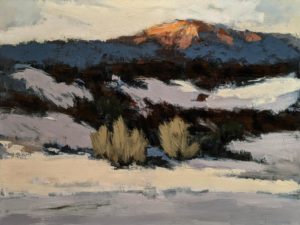 SOLD "Soleil couchant, Mont Ste-Anne," by Robert P. Roy (Setting Sun, Mt. Ste-Anne) 36 x 48 - acrylic $3300 Unframed