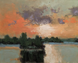 "Soleil couchant sur le lac No. 2," by Robert P. Roy (Sun Setting Over the Lake No. 2) 24 x 30 - oil $1600 Unframed