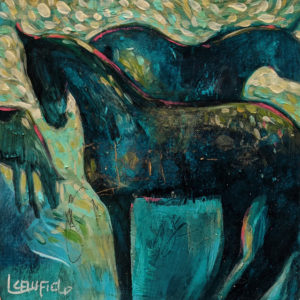 SOLD "Blessed Are the Broodmares," by Lee Caufield 6 x 6 - acrylic $350 (unframed panel with 1 1/2" edges)