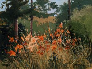 "Day lilies," by Peter Shostak 9 x 12 - oil $1400 Unframed