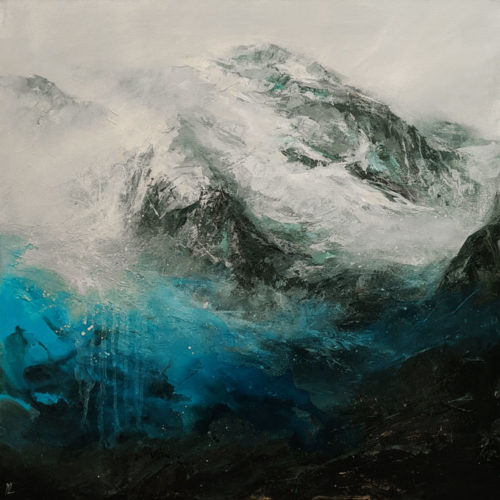 "Fog and Snow," by William Liao 36 x 36 - acrylic $4500 (thick canvas wrap)