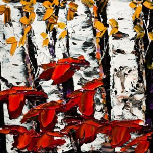 “Birch Haven” by Maya Eventov (PE-170674) 16 x 16 – acrylic $900 Unframed