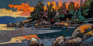 SOLD "MacKenzie Beach Glow," by Cameron Bird 30 x 60 - oil $5600 (thick canvas wrap)